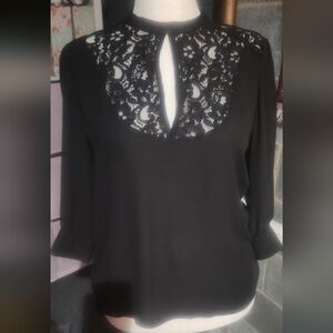 Black Lace Detail Blouse